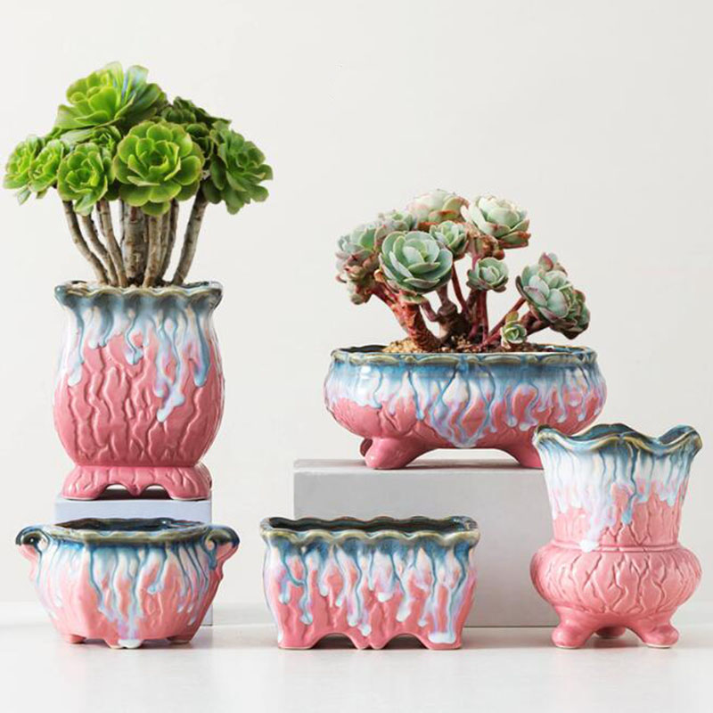 Snake Plant Ceramic - Pot tanaman Bonsai bersinar, Pot bunga