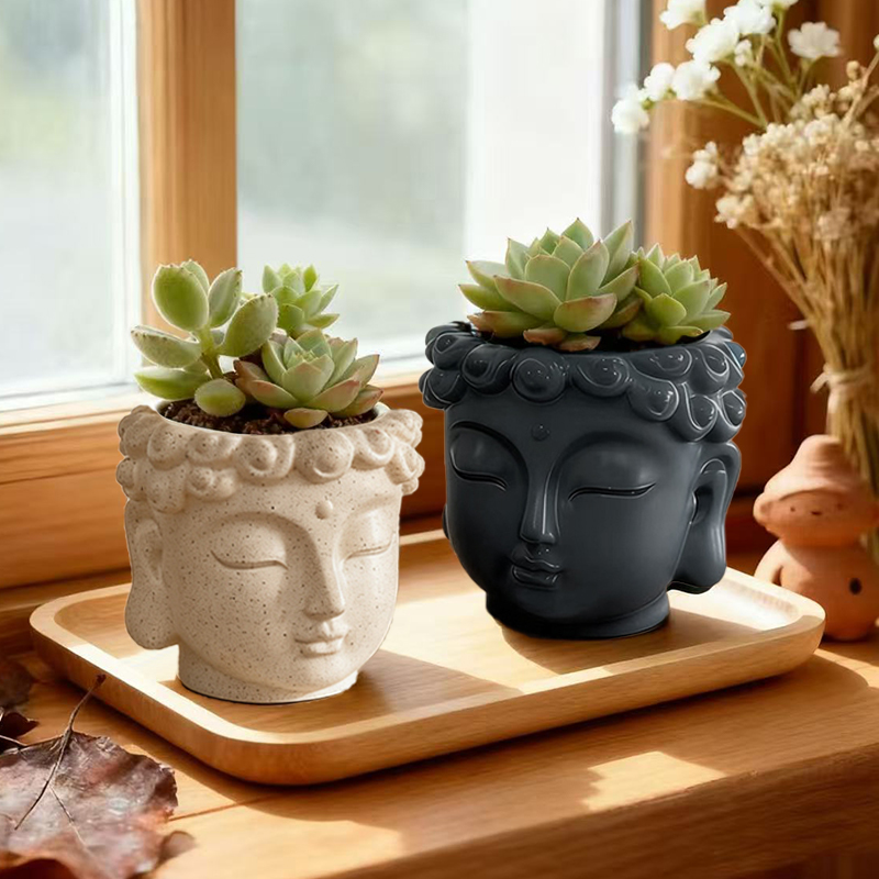 Snake Plant Ceramic - Patung Buddha Zen Pot Bunga Resin