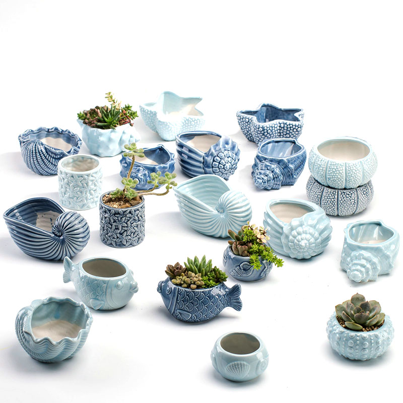 Snake Plant Ceramic - Pot Bunga Porselen Biru Bergaya Eropa,