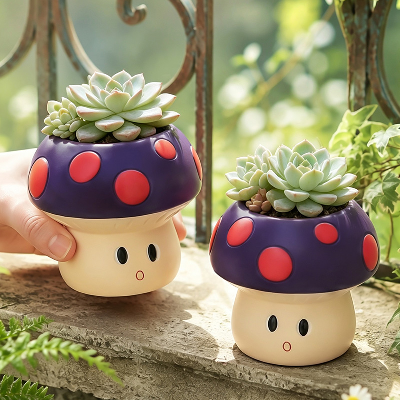 Snake Plant Ceramic - Pot Tanaman Sukulen Resin Bentuk Jamur